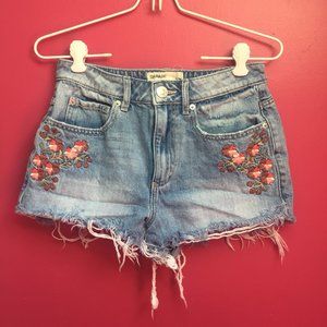 Garage Embroidered Cutoff Shorts